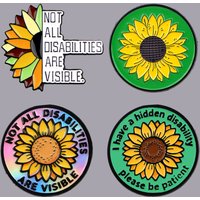 Sunflower Not All Disabilies Enamel Pin Mental Health Awareness Brooches on Clothes Badge Bag Lapel Woman Men Jewelry Adult Gift