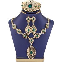 Sunspicems Arabic Bride Jewelry Sets Arabesque Earring Bracelet Necklace Gold Color Morocco Wedding Jewelry Caftan Accessories