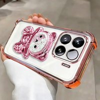 Transparent Plating Case For Huawei Honor 600 Lite 500 200 400 Smart 300 90 70 80 60 50 Pro Lite Bear Bracket Holder Stand Cover