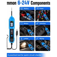 CT03 Automotive Circuit Tester 6-24V Power Probe Voltage Detector LED Light Buzzer Prompt Car Electrical Diagnostic Tool