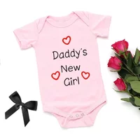 Cute Daddy's New Girl Print Newborn Baby Girl Jumpsuit Summer Soft Short Sleeve Bodysuit Cotton Onesie