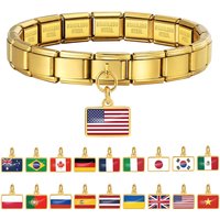 World Flag Range National Flag Italian Bracelet Charm Module Pendant Links Fit 9mm Stainless Steel DIY Making Jewellry