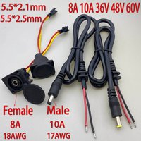 AliExpress HBXINTAO DC2.1/2.5 Charger Plug Socket Electric Bicycle Charging Head Lithium Battery Output Line 36V/48V/60V Round Male and Female Base