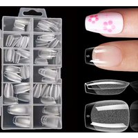 Ultra-Short Coffin Nail Tips: 120 Pieces of Transparent Gel Short Coffin Nail Tips, 12 Different Sizes Full Coverage Acrylic Pre-Shaped Press-On False Nail Tips, for Nail Extension, Home DIY Nail Art