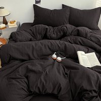 Bed four-piece set high gram weight cationic jacquard solid color quilt cover student dormitory bed sheet three-piece set
