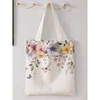 Flower pattern printed casual handbag, reusable fashionable backpack, multifunctional handbag, canvas shopping bag