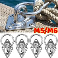 Wall Mount Pad Eye Plate Stainless Steel M5 M6 Ceiling Hook Loop Ring for Boat Yacht Marine Rigging Hardware Rope Fixed Kit