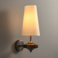 Double Head Retro Wall Light Fabric Shade Rustic Wall Mounted Lamp for Home Decor Bedroom Living Room LED Sconces
