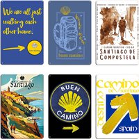 Camino De Santiago Poster Map Way Of St.James Metal Signs Plaques Party We are just walking each other Tin sign Posters