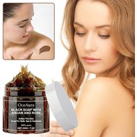 200g Morocco Black Soaps,Body Exfoliators With Argans Rose Moisturizing Exfoliating Scrub For Body Face Hand Foot For Women Men