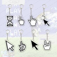 Pixel Window Icon Mouse eychains Bag Charms Pointer Click Old Desktop Computer Monitors Hand Arrow Cursor Keyring Pendant Gifts