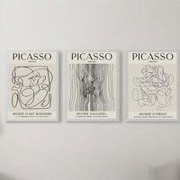 2D Flat 3pcs Unframed Picasso Abstract Female Line Wall Art Prints for Bedroom Picasso The Kiss The Love The Hug Poster Wall Dec