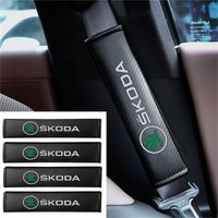1/2Pcs Leather Car Styling Seat Belt Cover Protector Pads For Skoda Kodiaq Octavia Fabia Karoq Enyaq Kamiq Superb Scala Rapid RS
