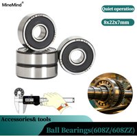 8x22x7mm Ball Bearings 608Z 608ZZ ABEC-7 Deep Groove Mini Ball Bearing Carbon Steel for Skateboard Scooter 3D Printer Parts