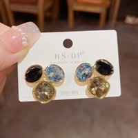 Fashion Exquisite Colorful Oval Geometric Stud Earrings For Women Elegant Crystal Round Earrings Casual Party Jewelry Accesories