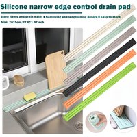 Silicone Dish Drying Mat 27.56*1.97inch, Countertop Drainage Mat, Sink Narrow-Edge Extended Drainage Mat, Bar Counter Mat