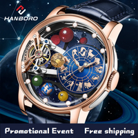 Montre Starry Sky pour homme, squelette automatique mécanique de luxe, constellation, acier inoxydable, lumière nocturne stéréoscopique, étanche
