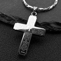 Christian Bible Jesus Cross Chain Necklace Stainless Steel Pendant Necklaces for Women Men Religious Prayer Amulet Jewelry Gift