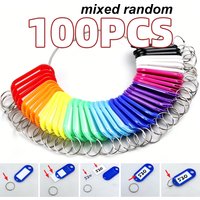 10-100PCS Mixed Colors Plastic Key Tags with Card Labels, Luggage Number Tags for DIY Keychain Kit Organization