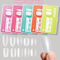 UR SUGAR Matte Soft Gel Tips 420pcs Fake Nails Short Coffin Almond Square Press on Nail Clear Full Cover Nail Artificial Tips
