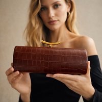 New Crocodile-embossed PU Evening Clutch, A Sleek Rectangular Bag for Shoulder or Crossbody Wear, Ideal for Parties and Dates