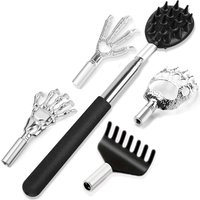 Telescoping Back Scratcher with 3/5Pcs Detachable Heads Stocking Stuffers for Men Christmas Gifts Extendable Back Massager Tools