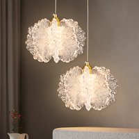 Nordycka francuska lampa wisząca w stylu kremowym, długa linia, lampa nocna do sypialni, żyrandol do jadalni, akrylowa lampa kwiatowa, ciepła atmosfera.