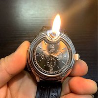 Metal Gas Watch Lighter Refillable Gas Portable Outdoor Windproof Lighter, Fashionable Cool Personality Creative Smoking Gifts