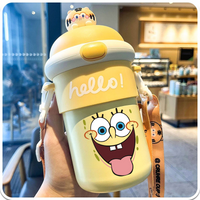 SpongeBobs SquarePants Thermal Water Cup Summer Strap Printed Sport Drinking Cups Picnic Container Glass Fresh Portable Supplies