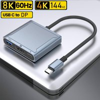 USB C to DisplayPort 1.4 dock 8K 3-in-1 Thunderbolt 3 Type C to DisplayPort 1.4 cable with PD charging USB 3.0 port for Macs