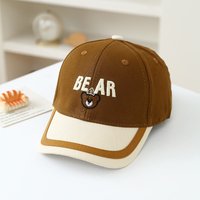Patchwork embroidered three-dimensional letter teddy bear baseball cap with soft top and sun protection, casual beanie hat