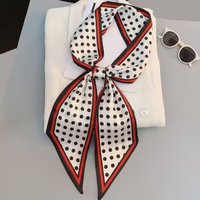 New Fashion Elegant Polka Dot Print Women Luxury Satin Narrow Silk Scarfs Breathable Scarf for Female Decorate Headband Hijab