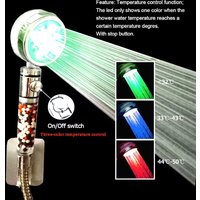 LED Anion Shower Head Rainfall SPA Temperature Control Shower Head Pressurized Water Saving 3/7 Colors Handheld Bathroom Shower