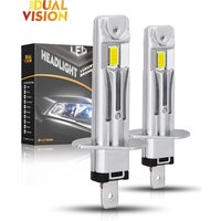 2PCS H1 LED Car Headlight Bulb H1 LED Canbus 1: 1 Size Fanles Wireless Mini Size LED Bulb LED Plug and Play 6000K 12V 24V 5000LM