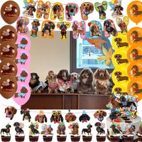 Cute Dachshund Balloon Lovely Puppy Dog Birthday Party Decorations Cake Insert Banner Child Gifts Colorful Baby Shower Supplies