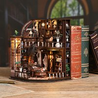 DIY Wooden Puzzles Bookstore Casa Miniatures Bookend Assembled Houses Toys For Friends Birthday Gifts Home Decoration