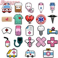 1pcs PVC Nurse Shoe Charms Medical Ambulances Shoe Decorations Stethoscope Accessories for Doctor Women Men Clog Buckle