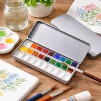 Silver Color Watercolor Portioning Box Empty Portable Paint Tray Tin Box 36 Grids Paint Palette Box Doodle Art