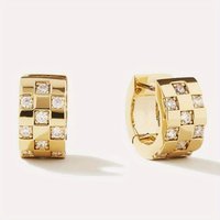 Dazzling Gold Color White CZ Hoops Earrings Woman Geometry Party Daily Wear