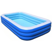 2026 New 1.5m-2.6m Three-tier Blue and White Flat-bottomed Inflatable Swimming Pool— for Family Water Activities in The Summer