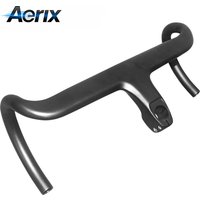 Carbon Integrated Road Handlebar Stem 127mm Drop 77mm Reach Inner/Outer Cables 390g Carbon Bike Handlebar with Top Cap & Spacers