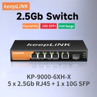 KeepLiNK 6-Port-Multi-Gigabit-Switch mit 5–2,5 Gbit/s Ethernet-Ports und 1–10 Gbit/s SFP+ Uplink