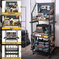 Multi-Functional Fishing Rod Storage Rack Multi-Layer Fishing Gear Organizer Shelf for Home Tool Holder