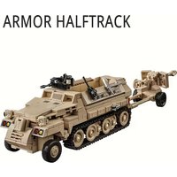 Military Tank crawler transport vehicle Armor Halftrack toy puzzle assembly building block model christmas gift