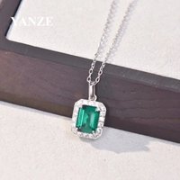 YANZE 2025 New Luxury 2ct 925 Sterling Silver Lab Emerald Necklace Women High Carbon Diamond Necklace Vintage Jewelry