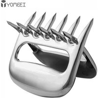 YOMEEI 2 Pcs/Set Stainless Steel Bear Claw Non-stick Meat Shredder Claws BBQ Meat Claws BBQ Fork Food Meat Separator BBQ Tools