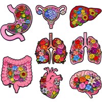 Floral Human Organ Enamel Pins Anatomical Stomach Uterus Lungs Brooch Fashion Jewelry Accessories for Medical Student Nurse Gift
