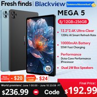 【World premiere】Blackview MEGA 5 AI Tablet 12.2" 2.4K 120Hz Display 12GB 256GB 10000mAh 55W Charging 4G Android 16 PC Pad