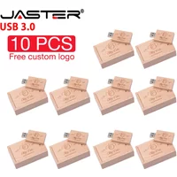 JASTER 10 Stück/Set Holz-USB-Stick 3.0 128GB Kostenloses individuelles Logo mit Box USB-Stick 64GB Hochzeitsgeschenk Speicherstick 32GB U-Disk