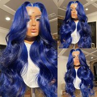 Navy Blue Wigs 13x4 Lace Front Body Wave Wigs Brazilian Blue Colored Transparent Lace Front Glueless Wigs For Women Pre Plucked